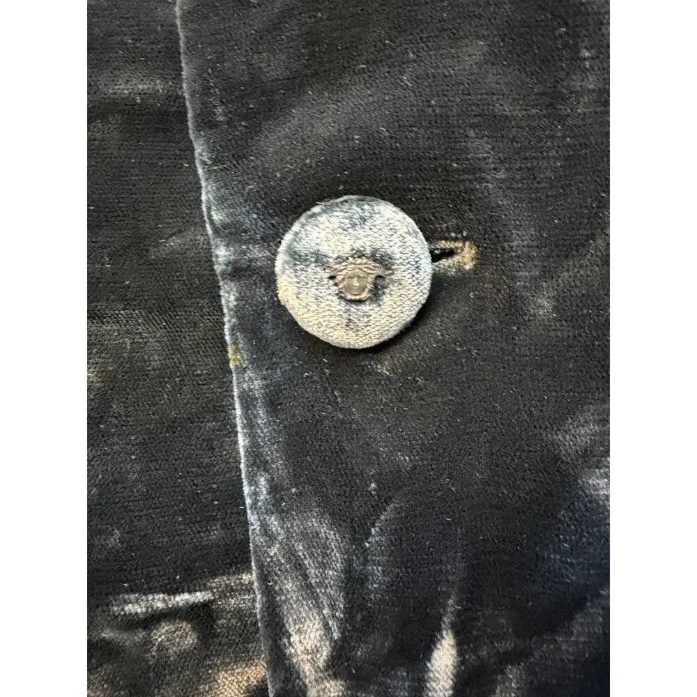 Vintage Gianni Versace Black Blazer Mens Size 52 L Distressed Italy JacketVelour